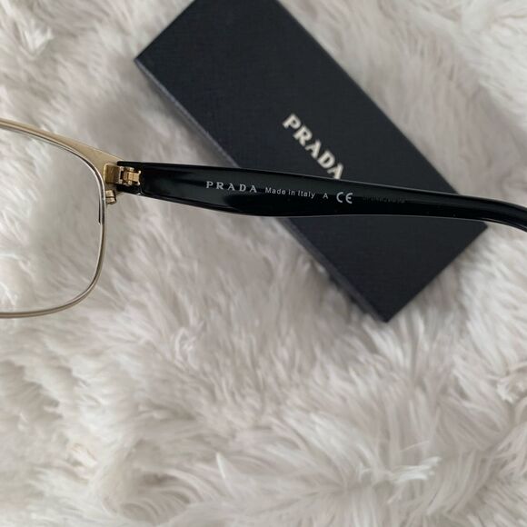 Prada Glasses Frames Black Gold Eyeglasses Case Cloth Box PR65RV Retro - Picture 4 of 14